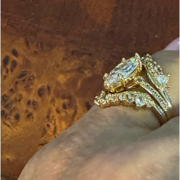 14k Gold Plated, 3 pcs Stacking, Engagement, Wedding, Victorian, Ring Set Sz 6 - Picture 11 of 11